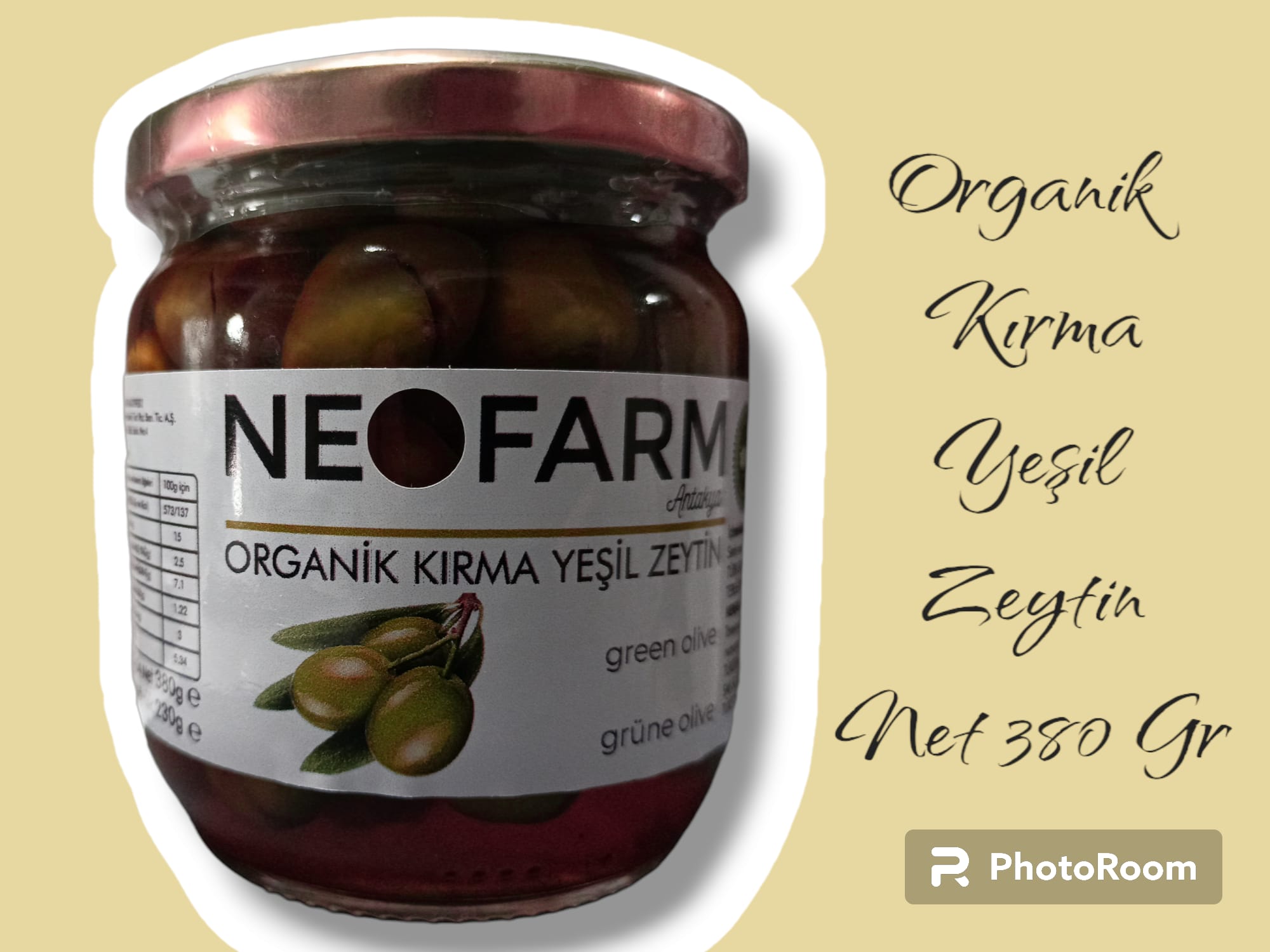 NEOFARM ORGANİK KIRMA YEŞİL ZEYTİN(380GR)